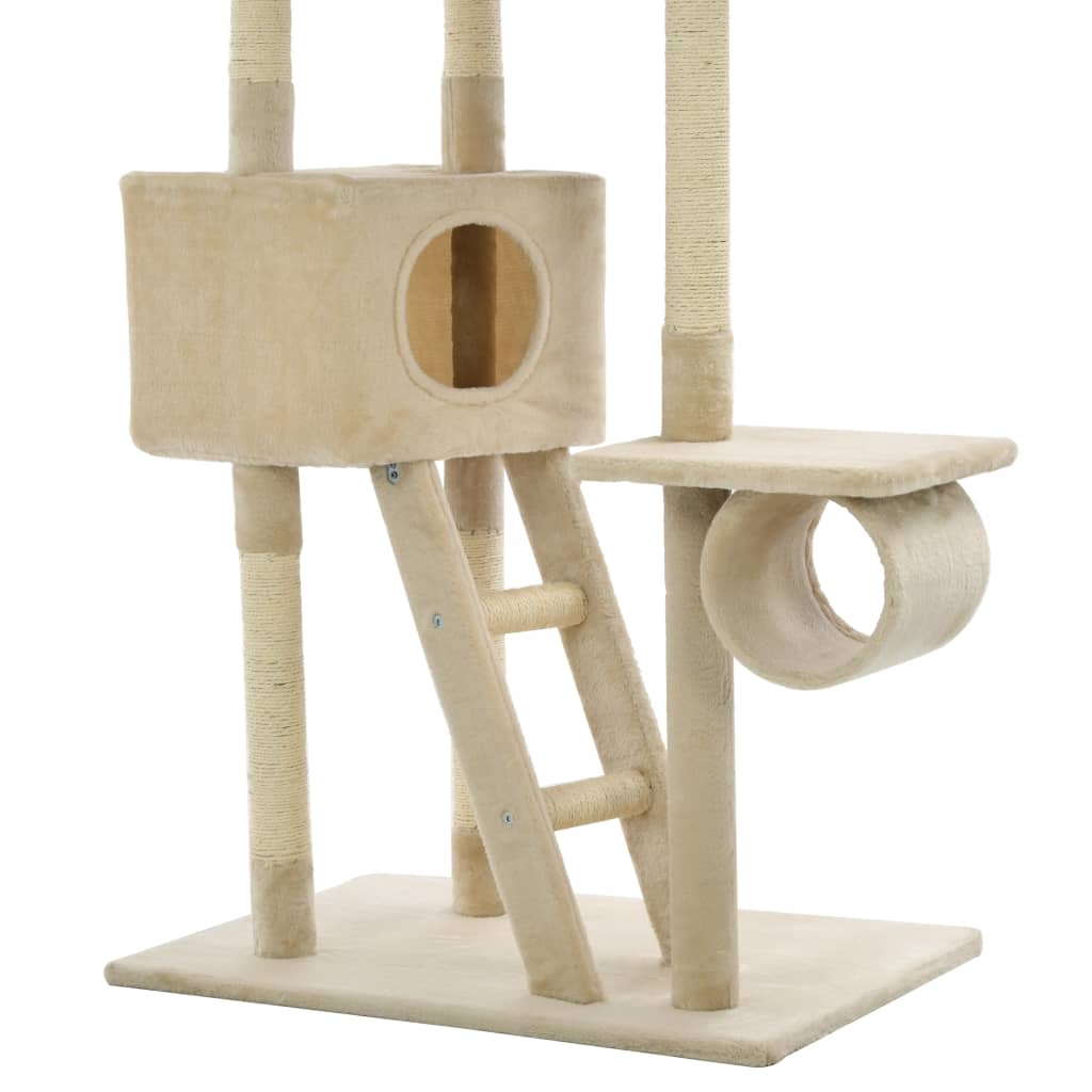 Albero per Gatti con Pali Tiragraffi in Sisal 230-260 cm Beige