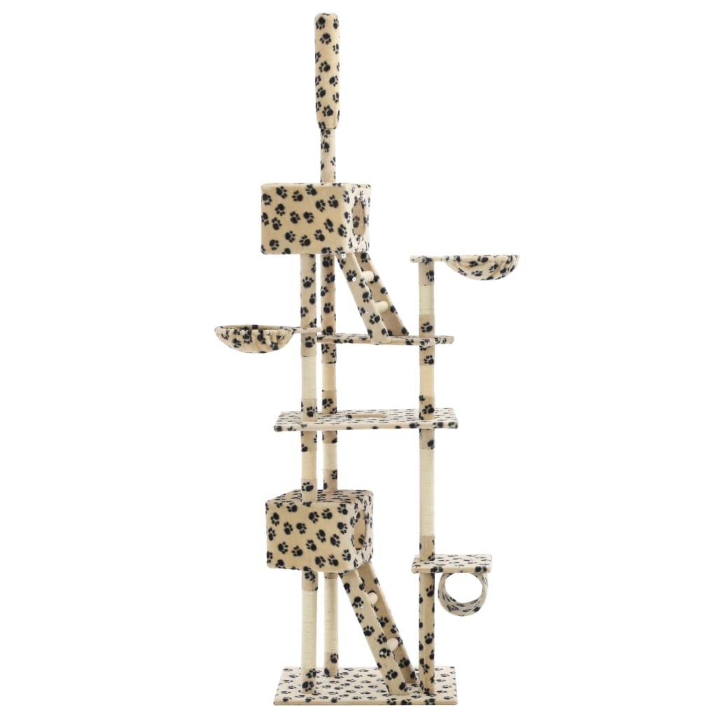 Albero Gatti e Tiragraffi Sisal 230-260 cm Zampe Stampate Beige
