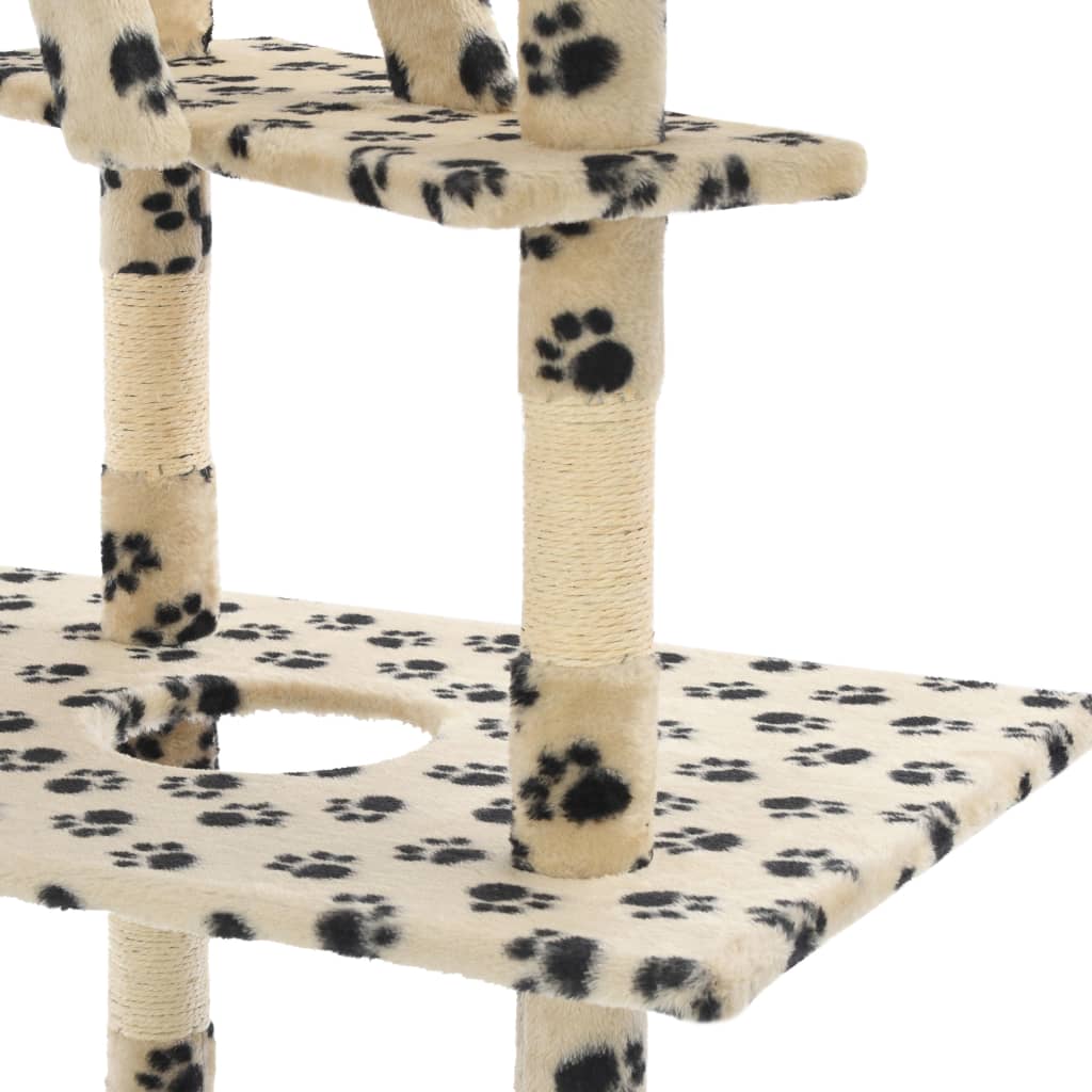 Albero Gatti e Tiragraffi Sisal 230-260 cm Zampe Stampate Beige