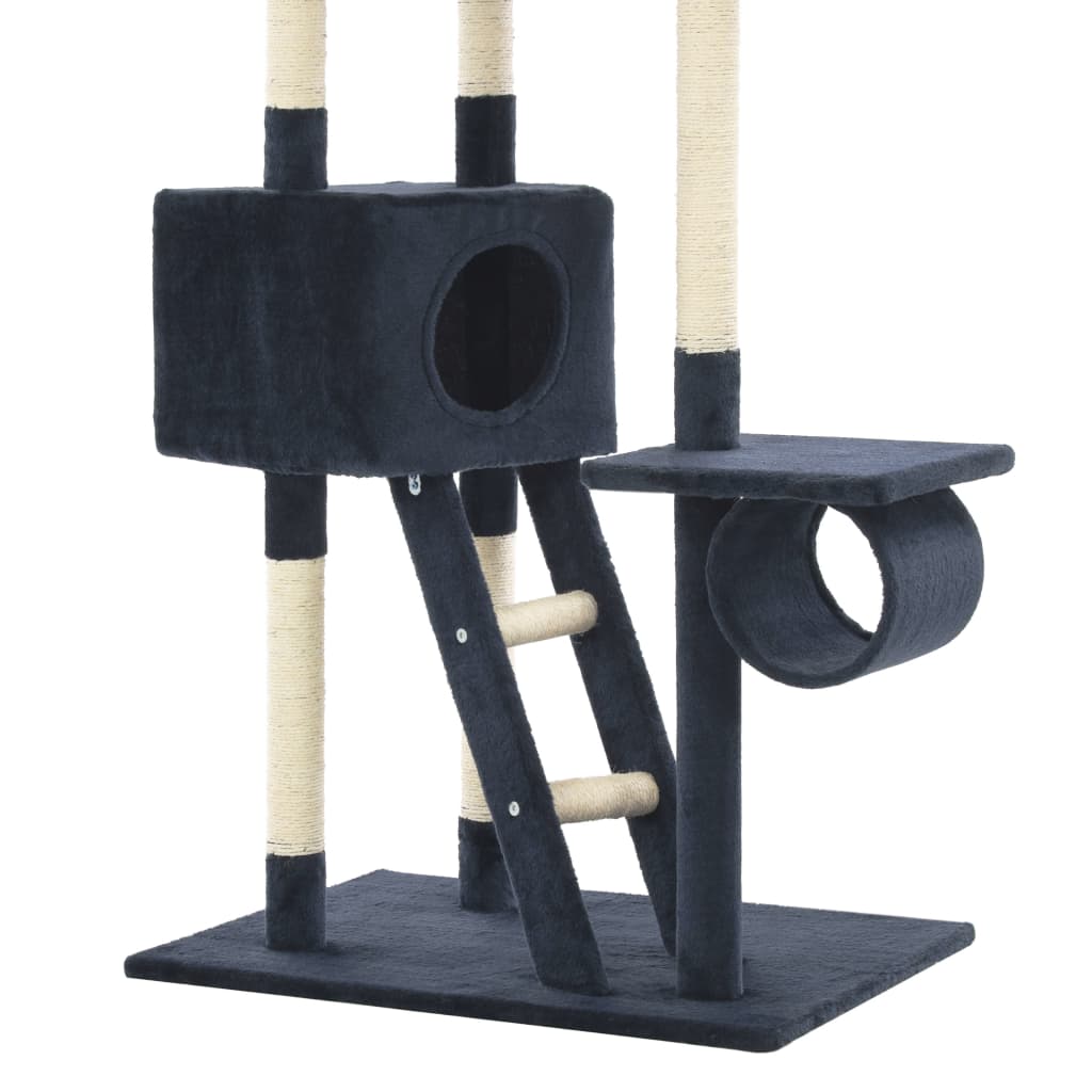 Albero per Gatti con Pali Tiragraffi Sisal 230-260 cm Blu Scuro