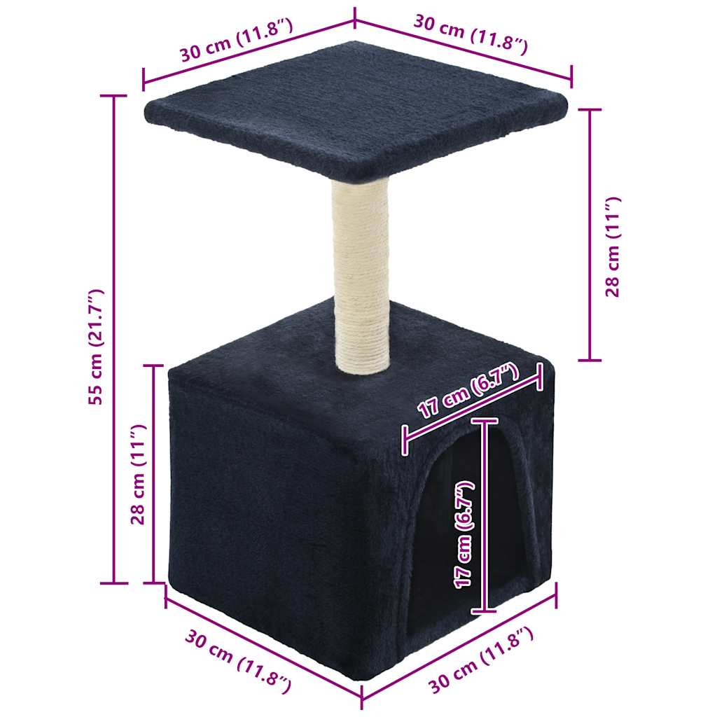Albero per Gatti con Tiragraffi in Sisal 55 cm Blu Scuro