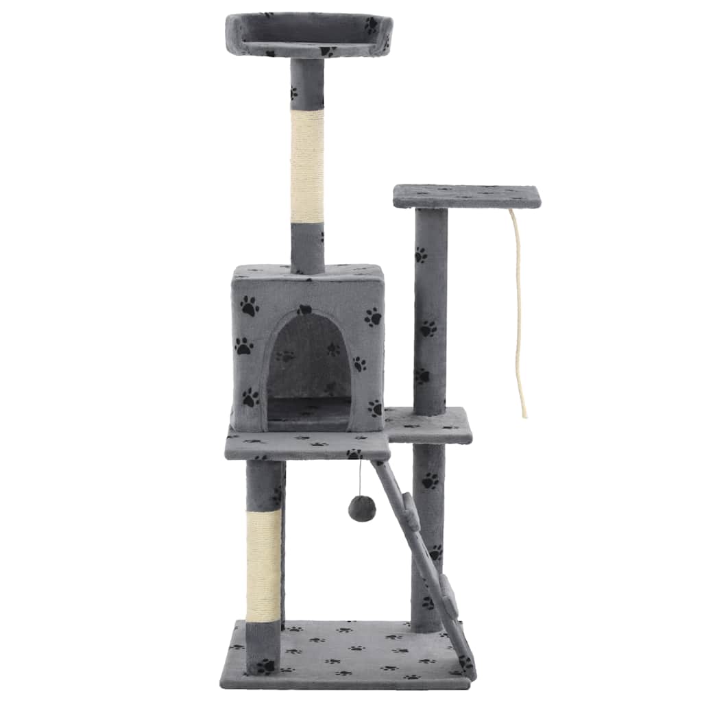 Albero per Gatti e Tiragraffi Sisal 120cm Zampe Stampate Grigio