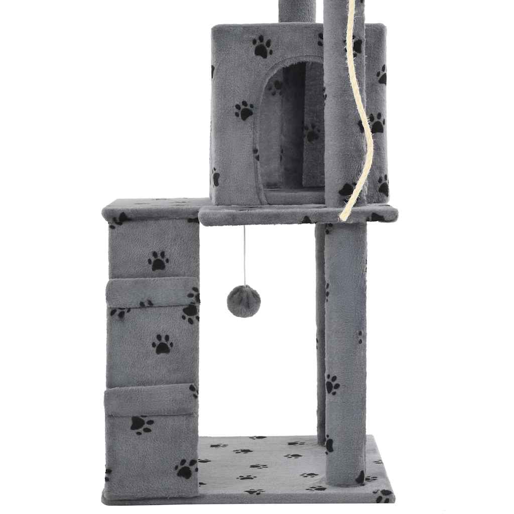 Albero per Gatti e Tiragraffi Sisal 120cm Zampe Stampate Grigio