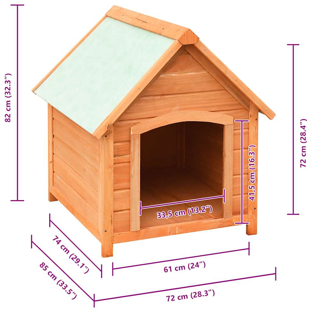 Cuccia per Cani in Legno Massello di Pino e Abete 72x85x82 cm
