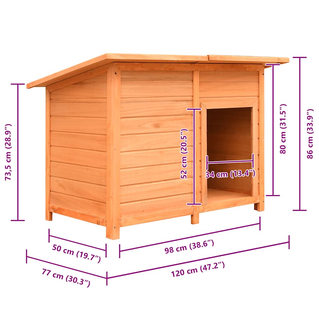 Cuccia per Cani in Legno di Pino e Abete 120x77x86 cm