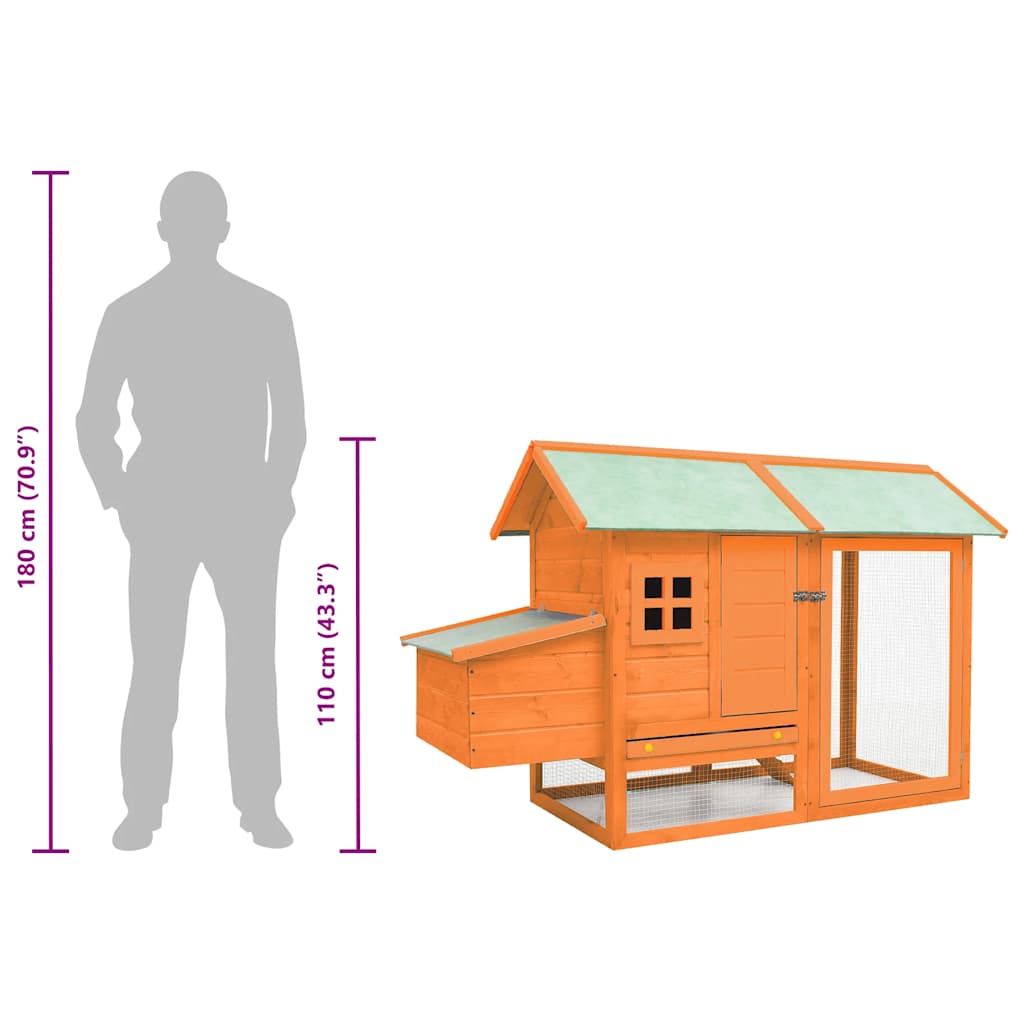 Gabbia per Polli in Legno Massello di Pino e Abete 170x81x110cm