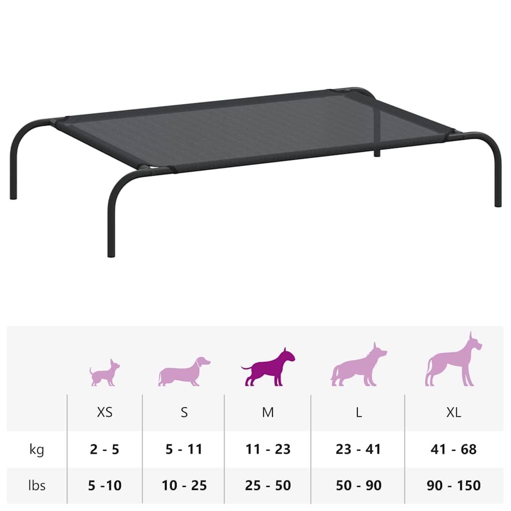Cuccia per Cani Rialzata Nera L in Textilene
