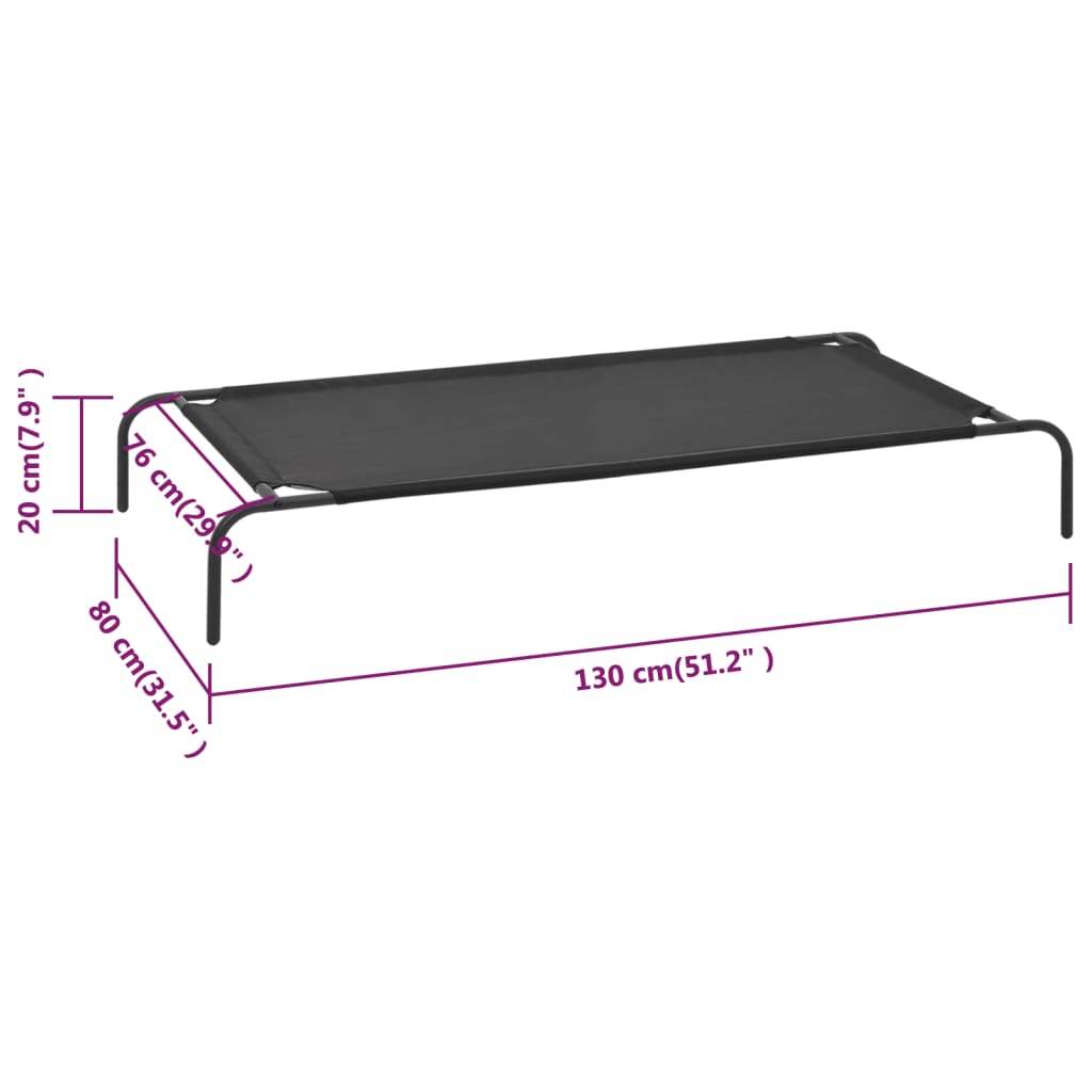 Cuccia per Cani Rialzata Nera XL in Textilene