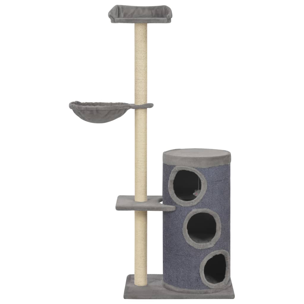 Albero per Gatti con Pali Tiragraffi in Sisal Grigio 148 cm