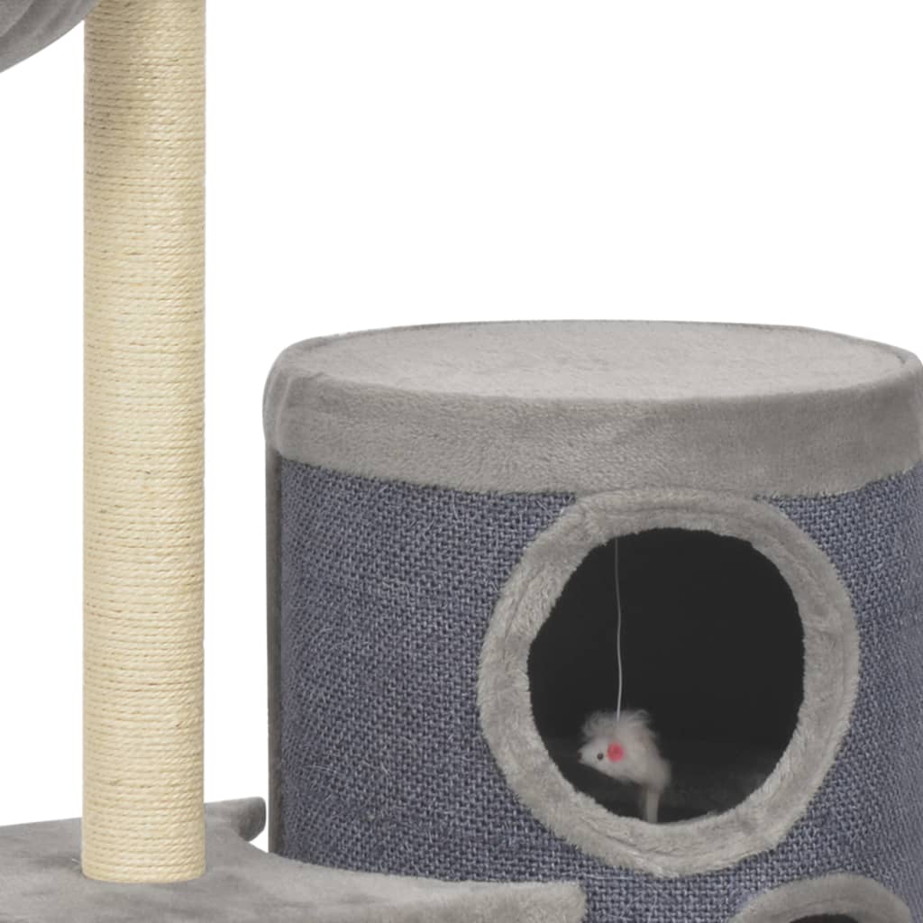 Albero per Gatti con Pali Tiragraffi in Sisal Grigio 148 cm