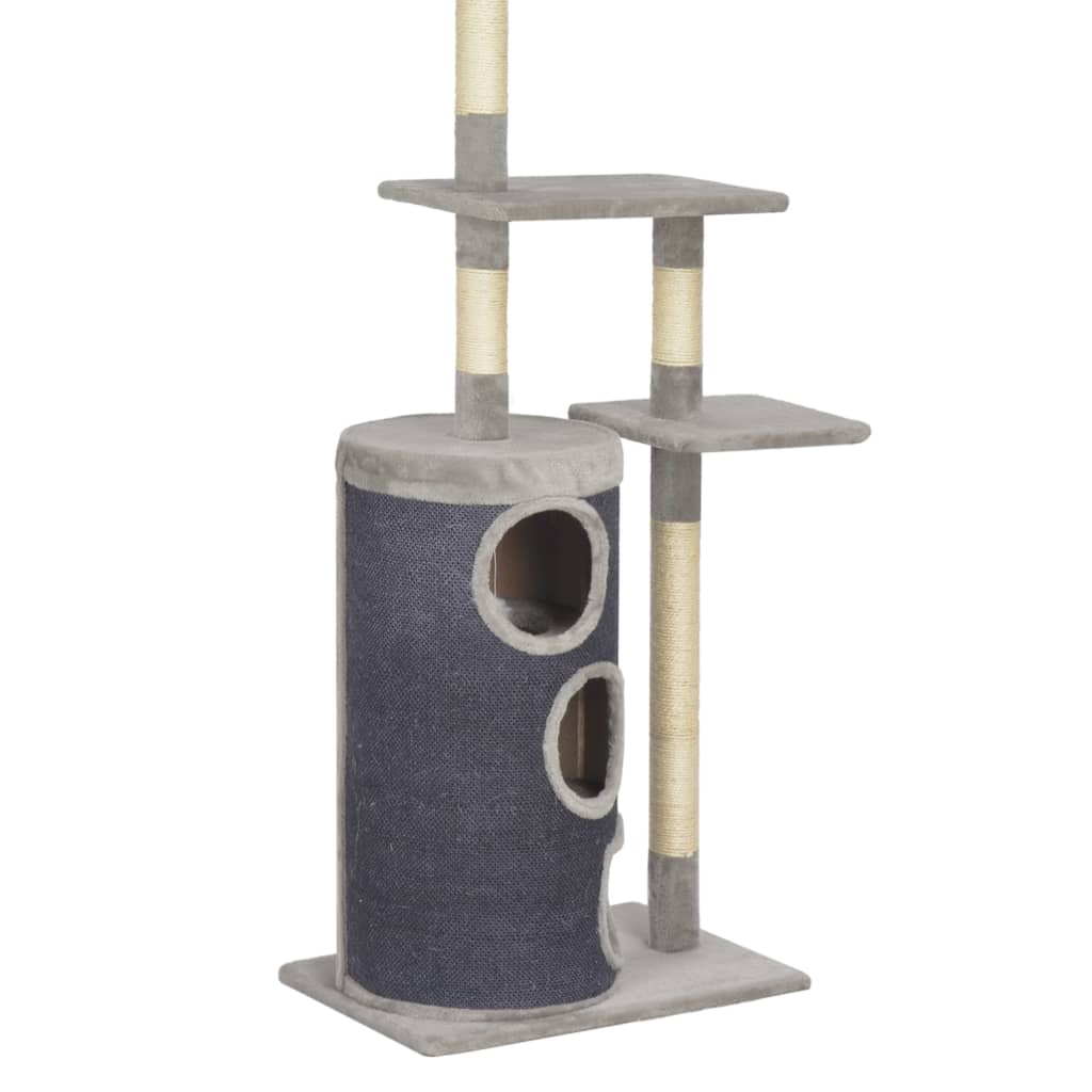 Albero per Gatti con Tiragraffi in Sisal Grigio 260 cm