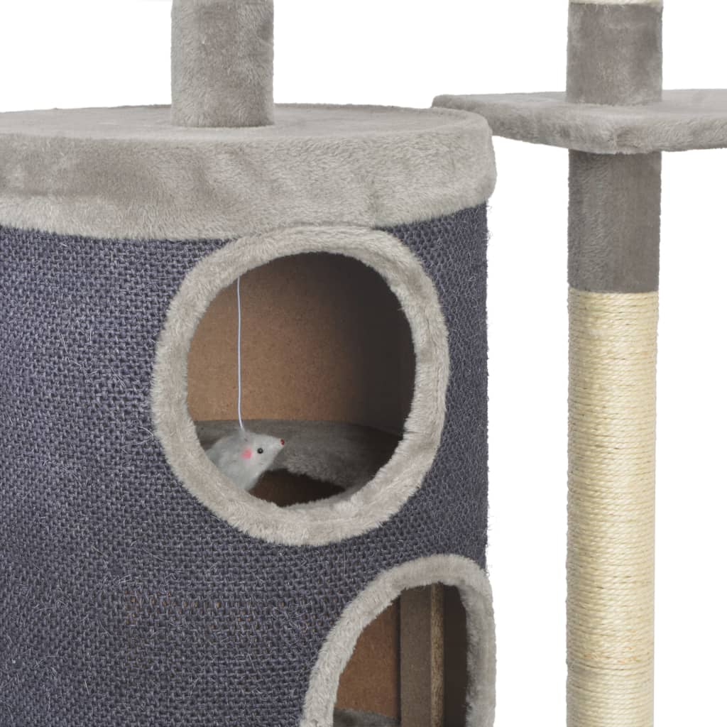 Albero per Gatti con Tiragraffi in Sisal Grigio 260 cm