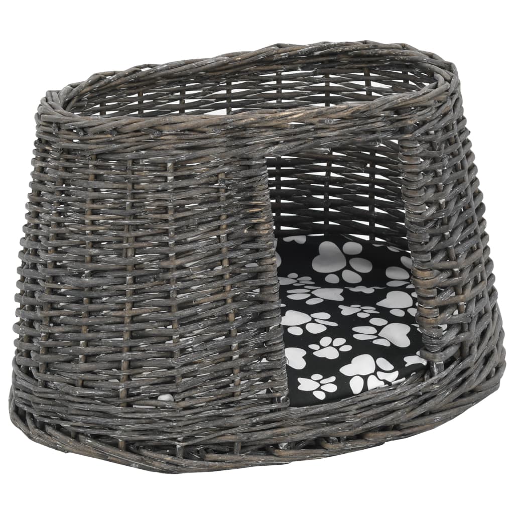 Ceste Gatti con Cuscini Grigio 3pz 47x34x60cm Salice Naturale