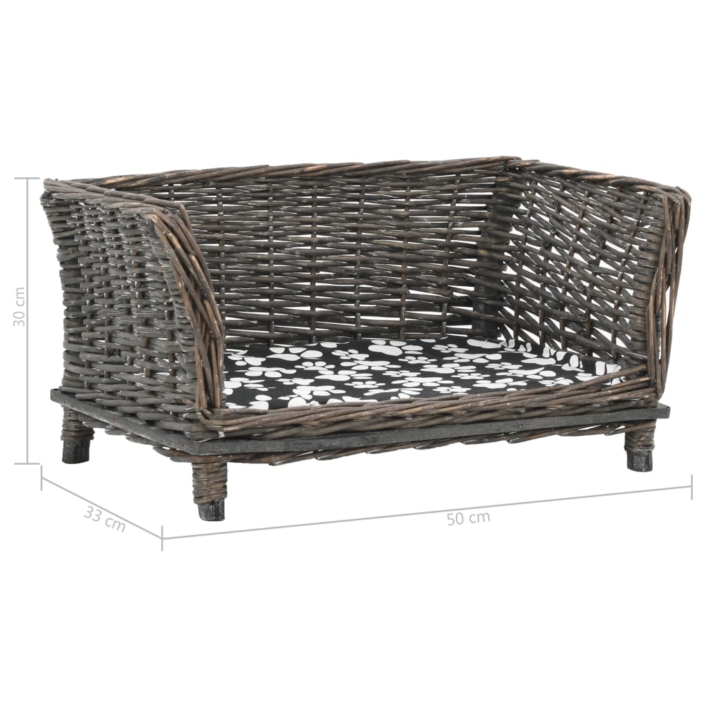 Cesta per Cani con Cuscino Grigio 50x33x30 cm Salice Naturale