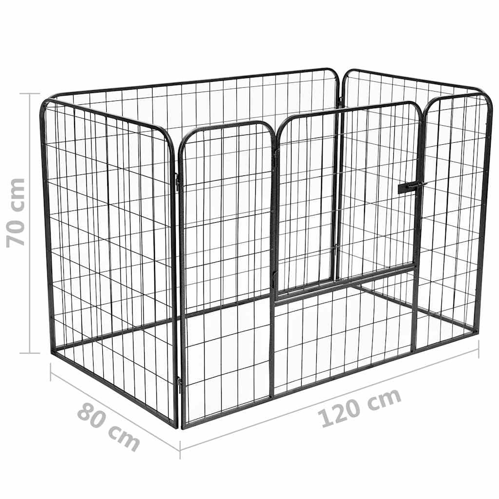 Recinto per Cani Resistente Nero 120x80x70 cm in Acciaio