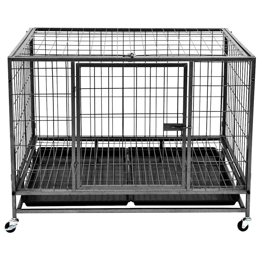 Gabbia per Cani Robusta con Ruote in Acciaio 98x72x77 cm