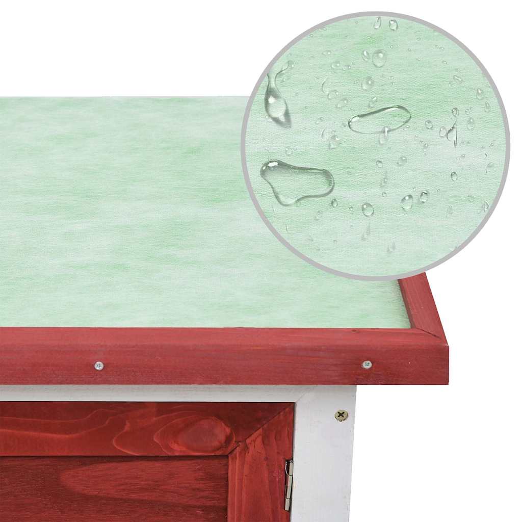 Conigliera per Esterni con Piano Singolo Rossa in Legno