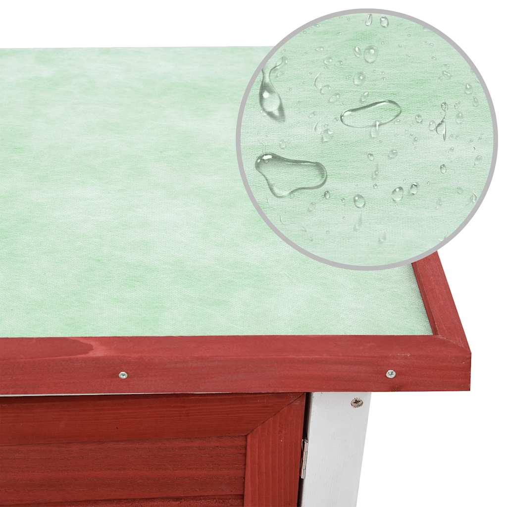 Conigliera per Esterni con 1 Porta Rosso in Legno