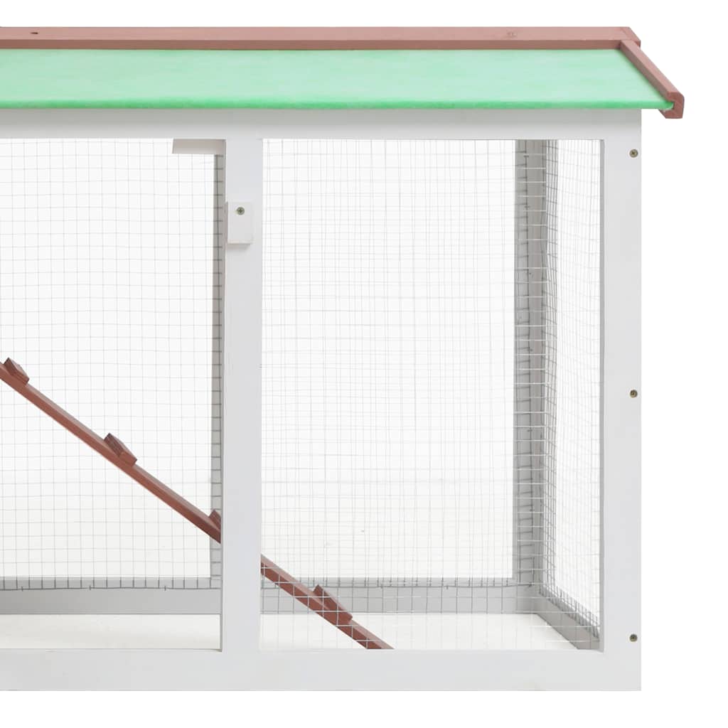 Conigliera per Esterni Grande Marrone Bianca 145x45x84 cm Legno