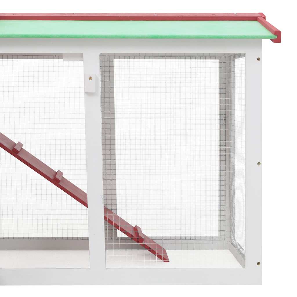 Conigliera per Esterni Grande Rossa e Bianca 145x45x84 cm Legno