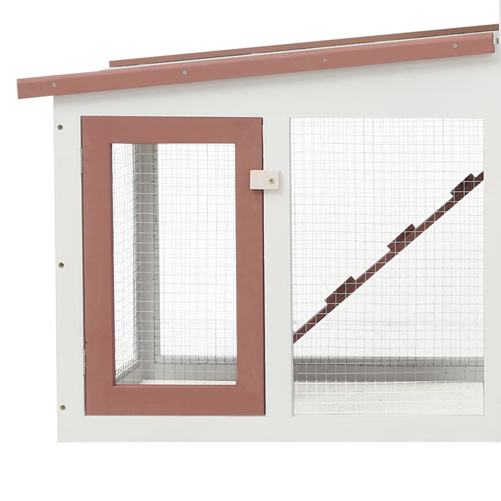 Conigliera per Esterni Grande Marrone Bianca 201x45x85cm Legno