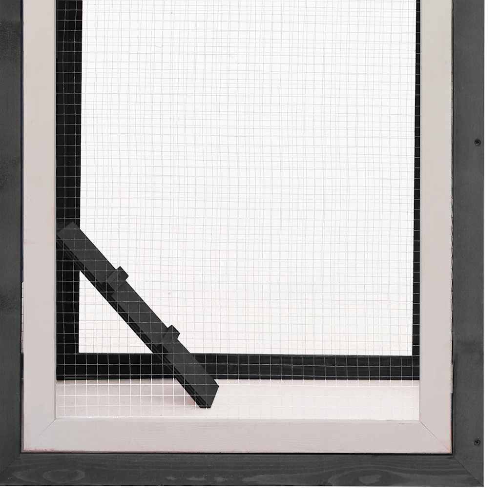 Pollaio Grigio 170x81x110 cm in Legno Massello di Pino e Abete