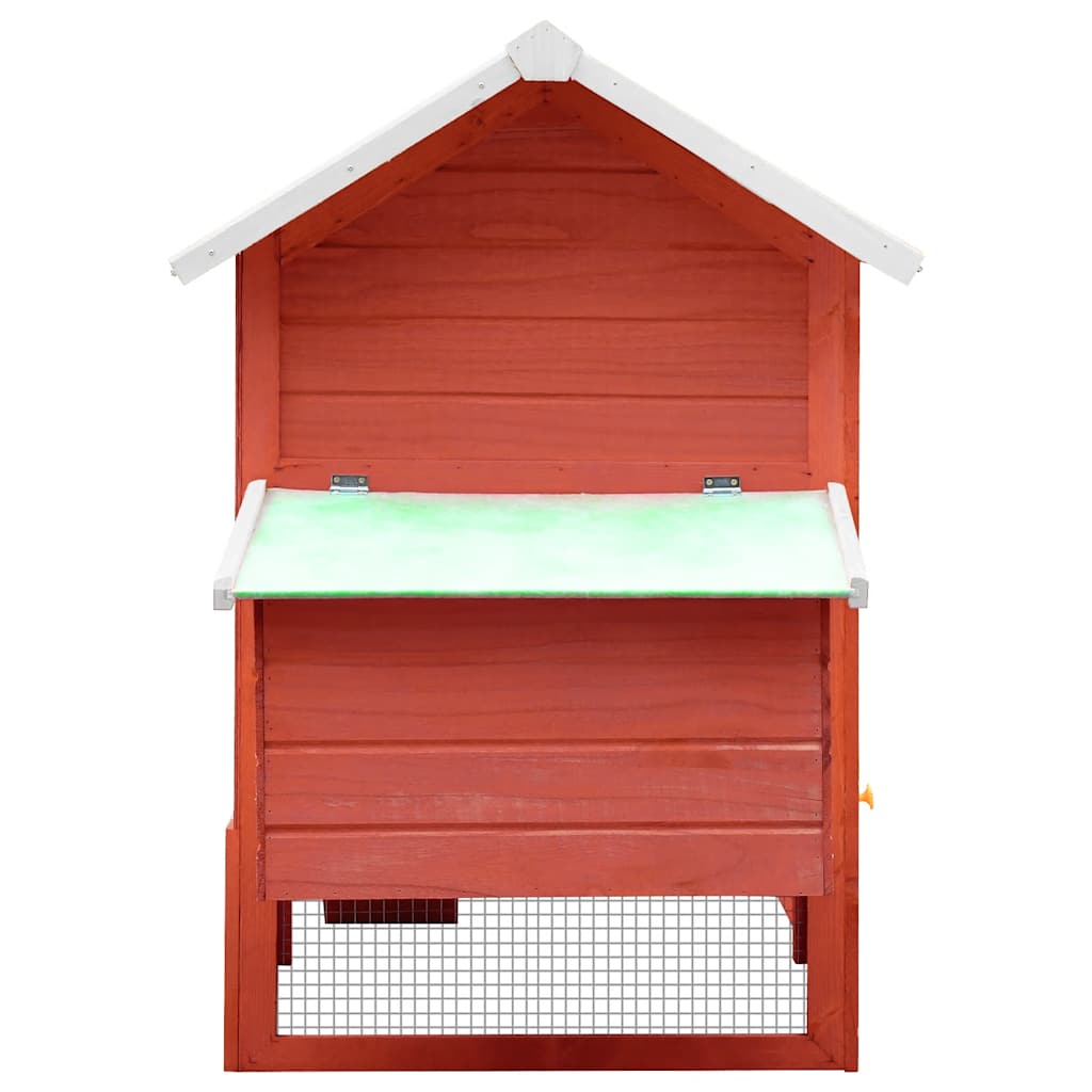 Pollaio Rosso 170x81x110 cm in Legno Massello di Pino e Abete