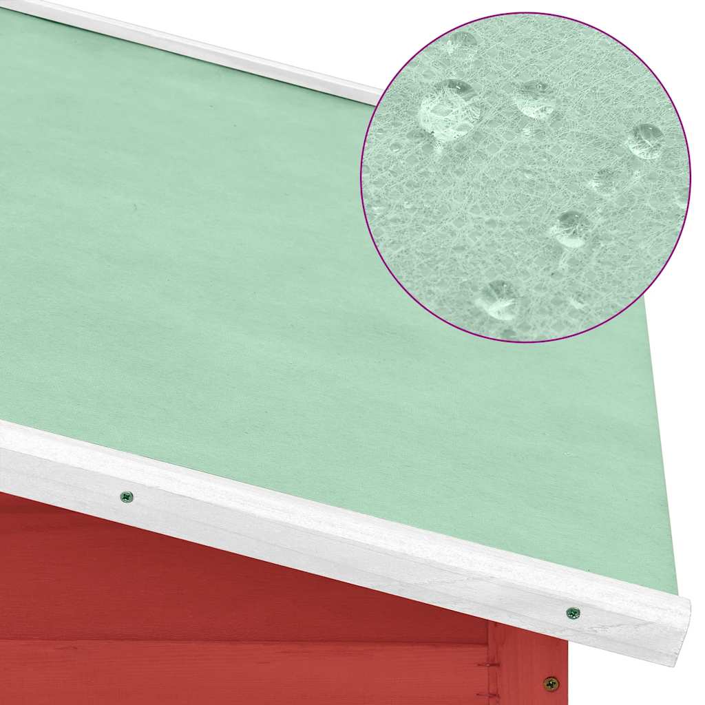 Pollaio con Casetta Nidificazione Rosso e Bianco in Legno Abete
