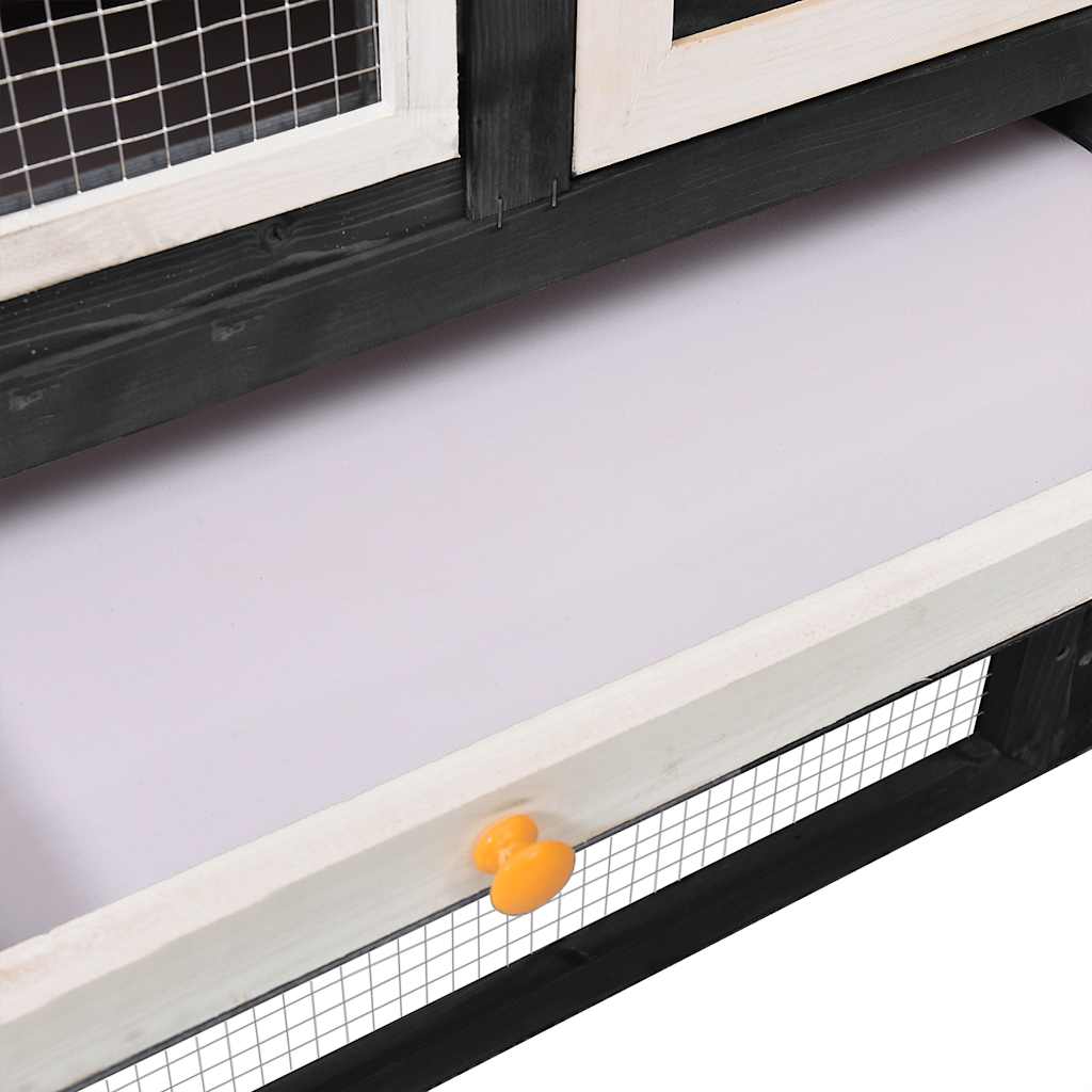 Conigliera Grigio e Bianco 140x63x120cm Legno Massello di Abete