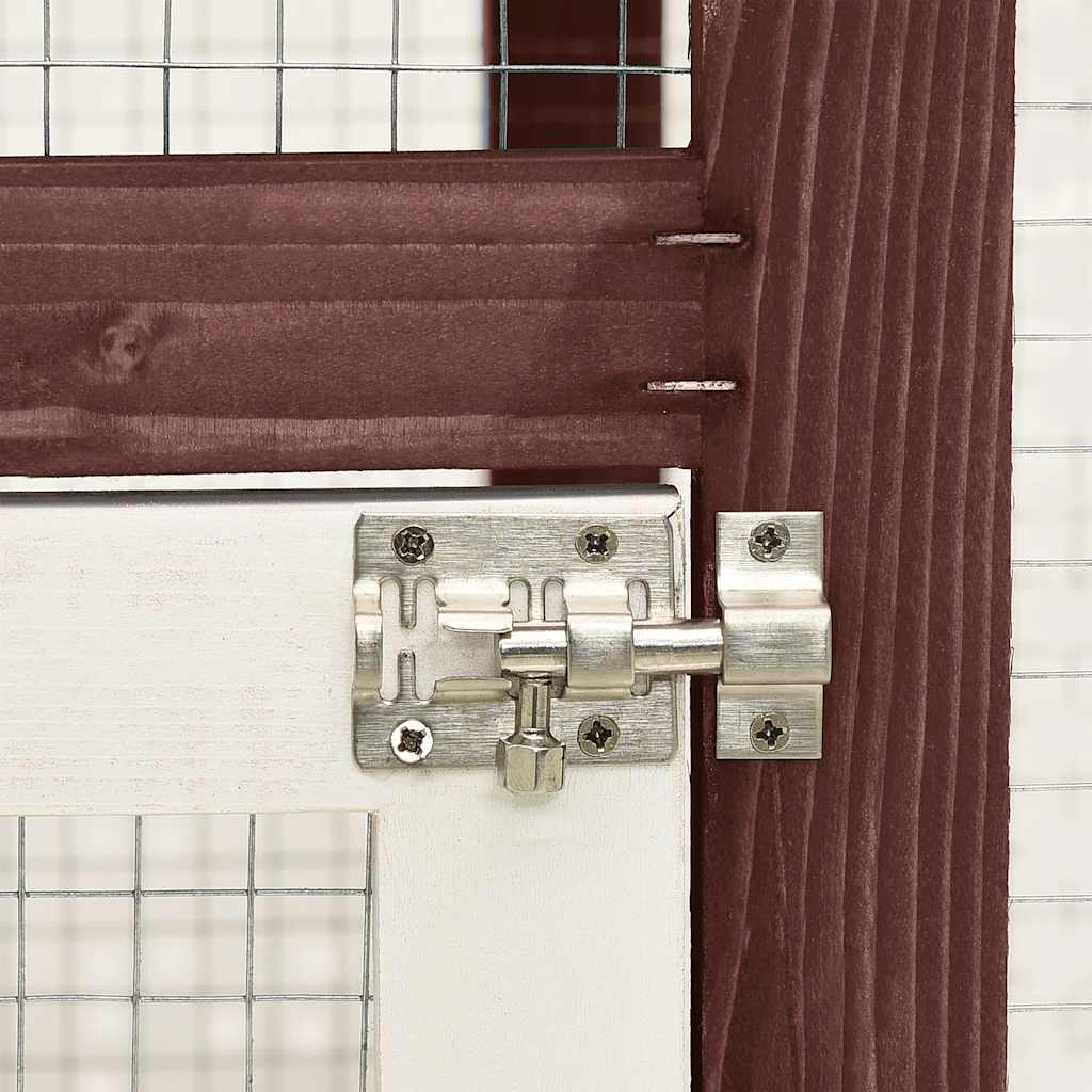 Conigliera Moca e Bianco 140x63x120 cm Legno Massello di Abete