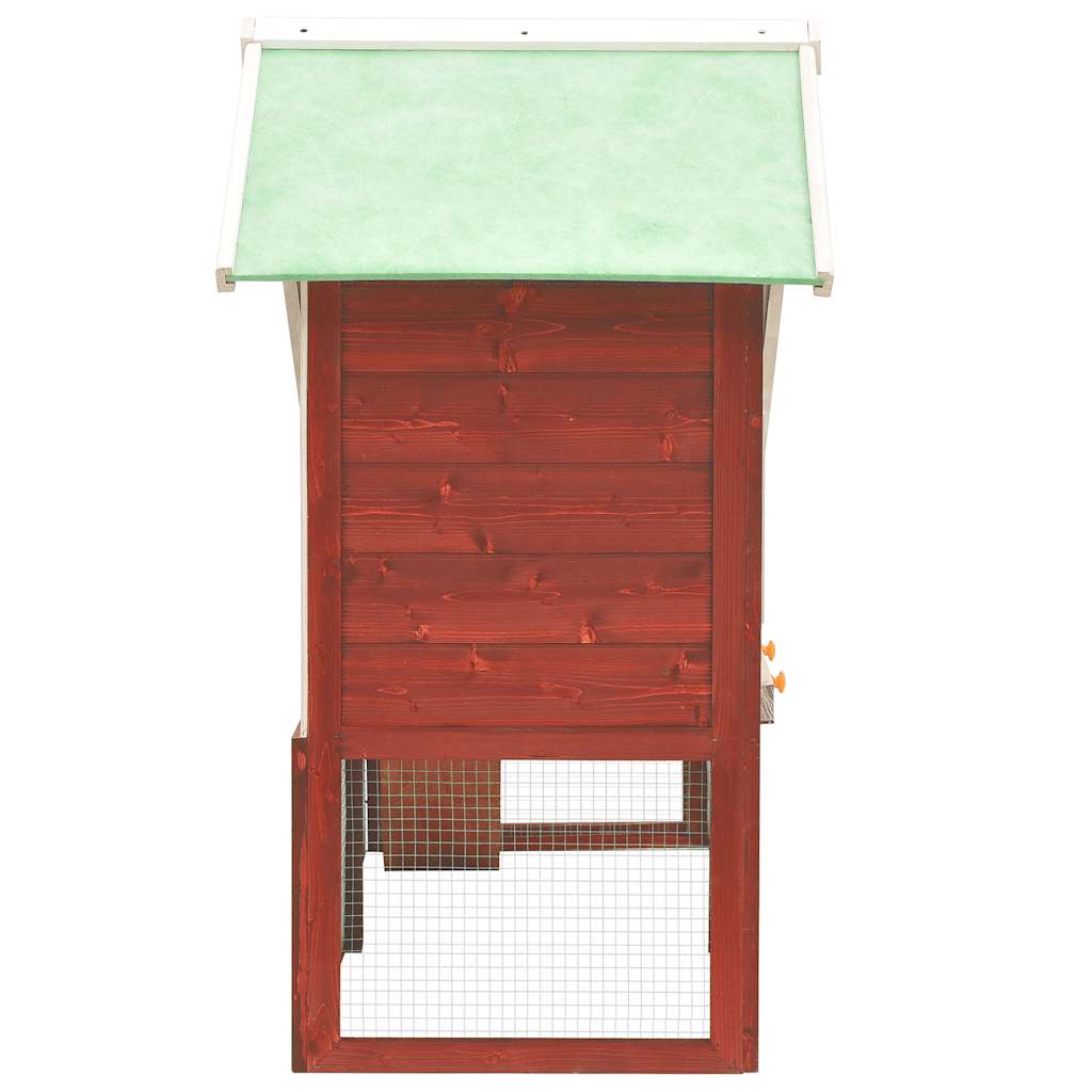 Conigliera Rosso e Bianco 140x63x120cm Legno Massello di Abete