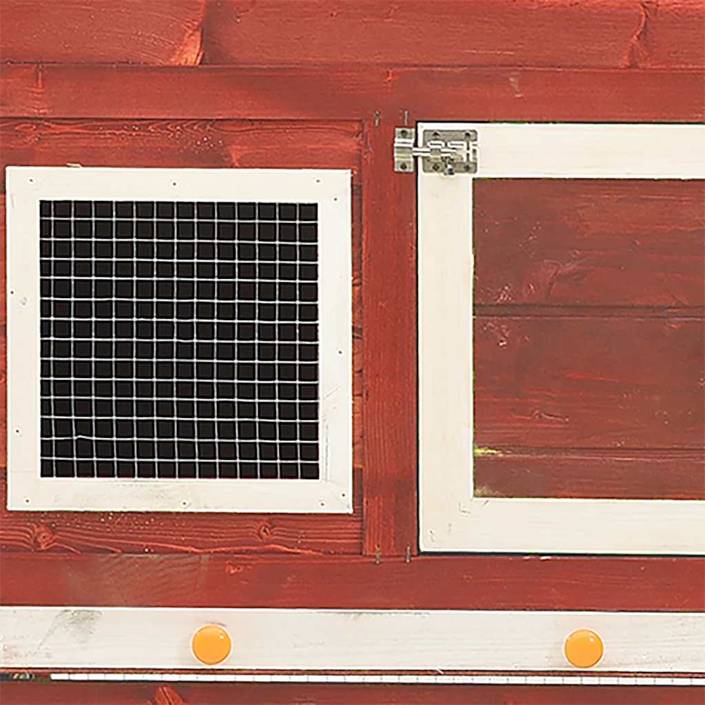 Conigliera Rosso e Bianco 140x63x120cm Legno Massello di Abete