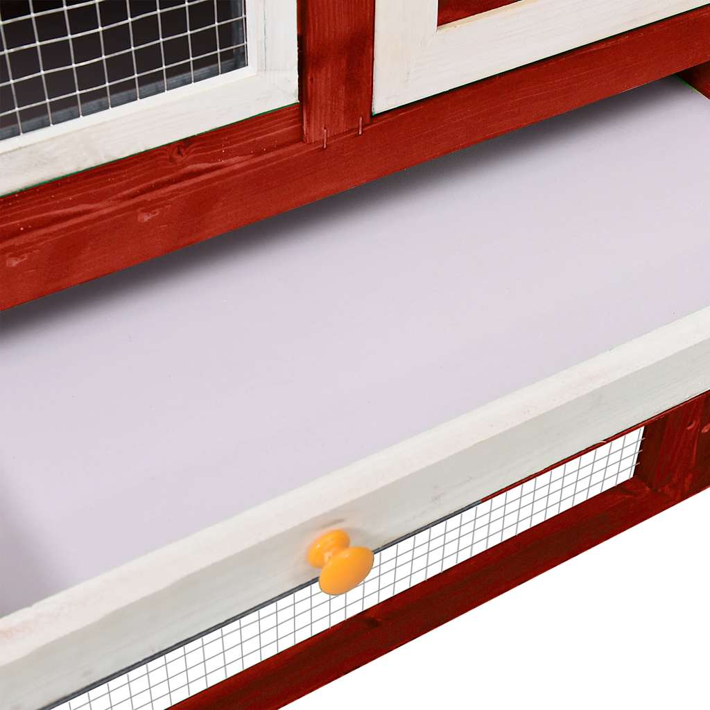 Conigliera Rosso e Bianco 140x63x120cm Legno Massello di Abete