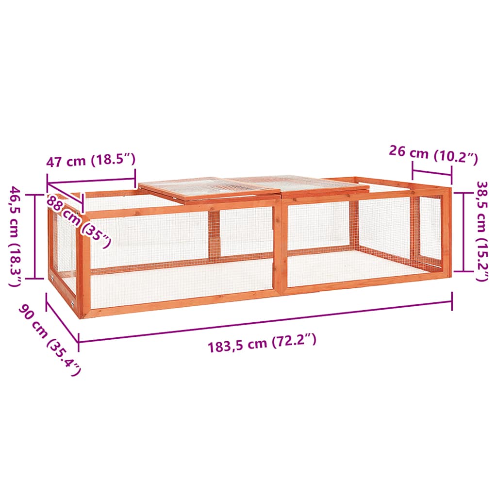 Conigliera 183x90x46,5 cm in Legno Massello di Abete