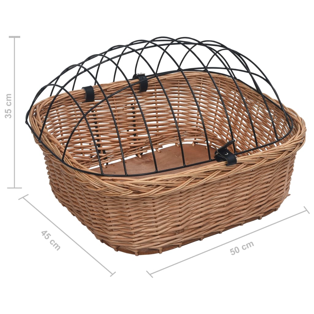 Cestino Anteriore Bici con Copertura 50x45x35cm Salice Naturale