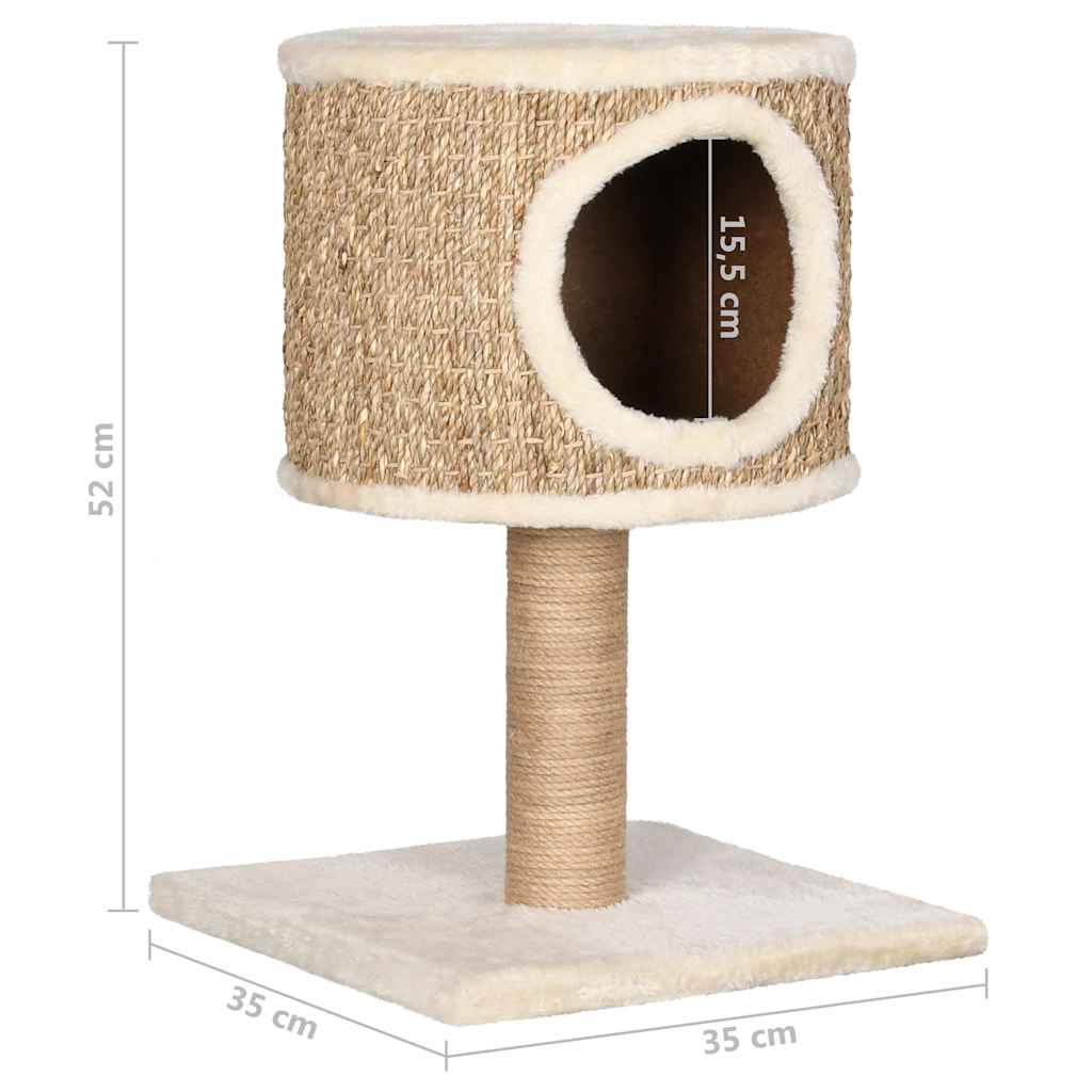 Albero per Gatti con Casetta e Palo Tiragraffi 52 cm in Giunco