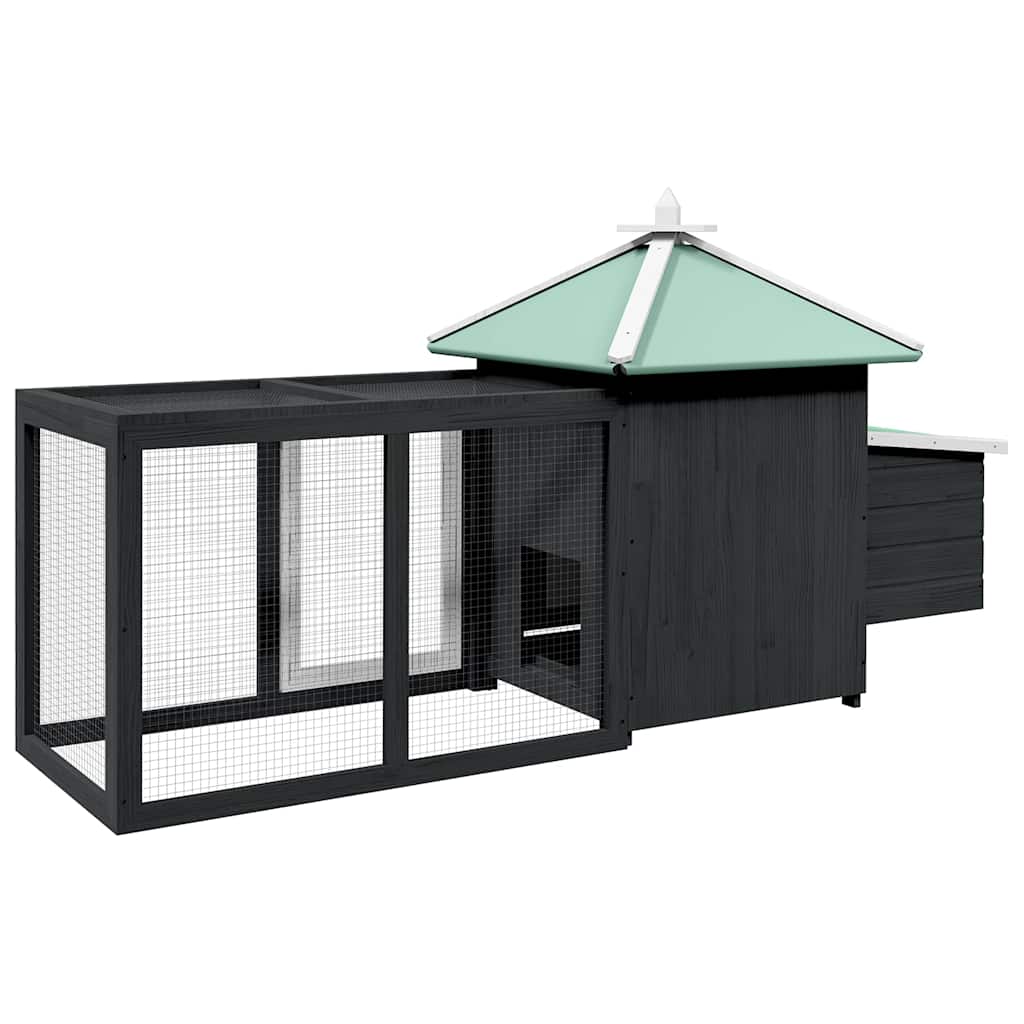 Pollaio con Casetta Nidificazione Grigio 190x72x102 cm in Abete