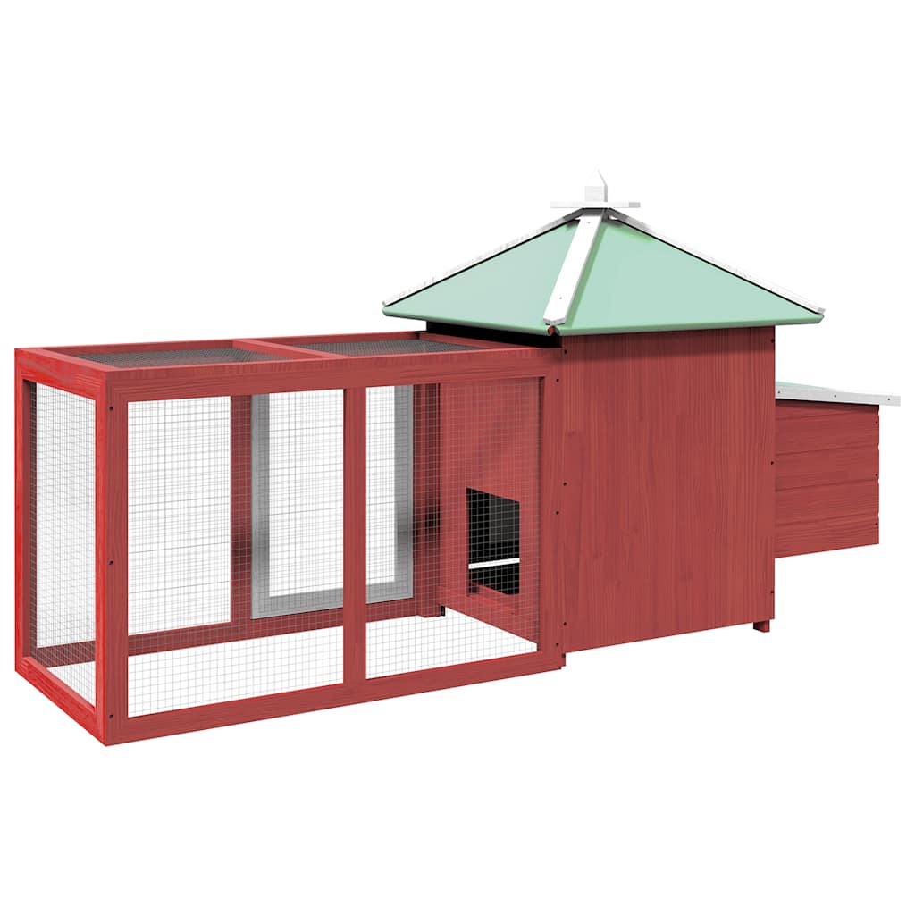 Pollaio con Casetta Nidificazione Rosso 190x72x102 cm in Abete