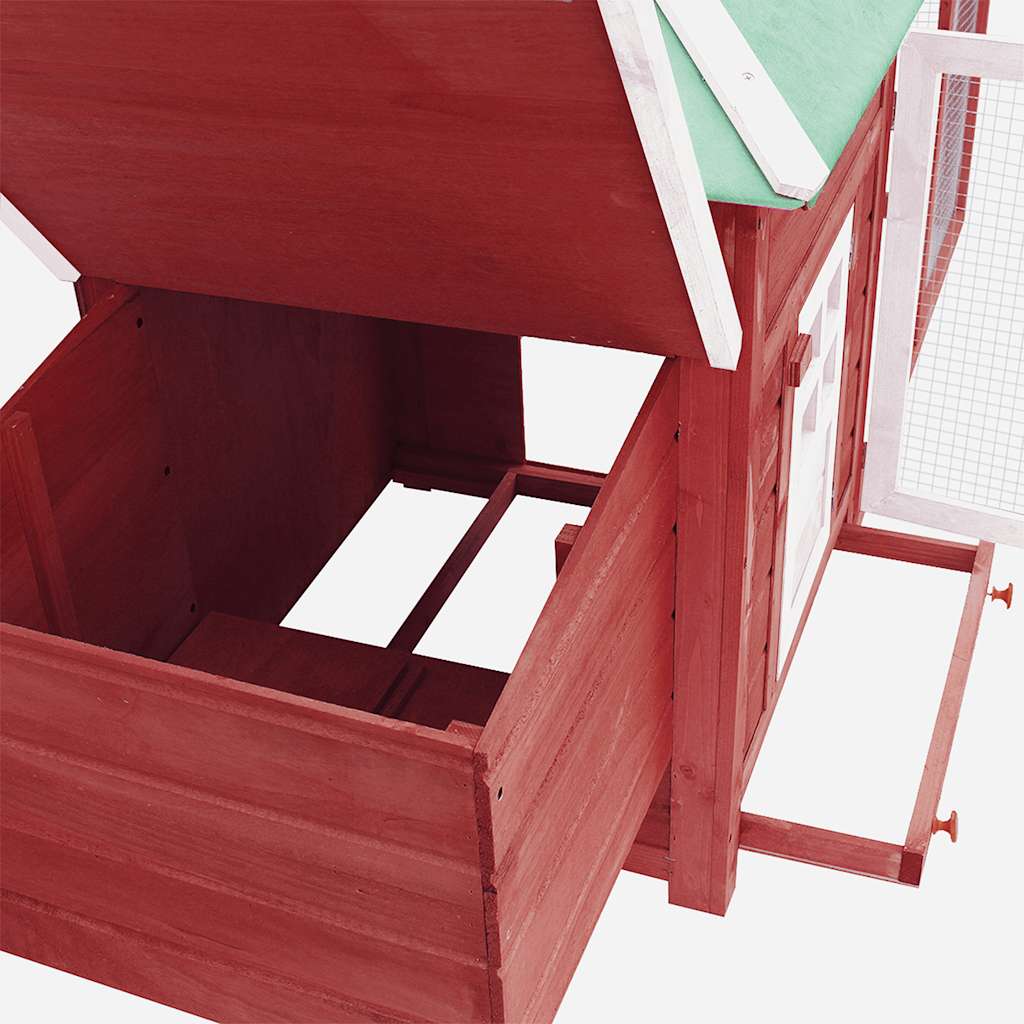 Pollaio con Casetta Nidificazione Rosso 190x72x102 cm in Abete