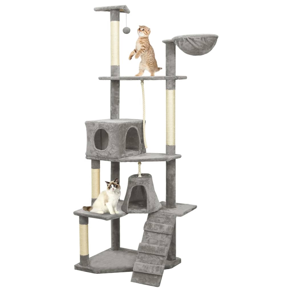 Albero per Gatti con Tiragraffi in Sisal Grigio Chiaro 191 cm