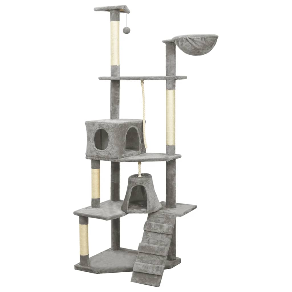 Albero per Gatti con Tiragraffi in Sisal Grigio Chiaro 191 cm