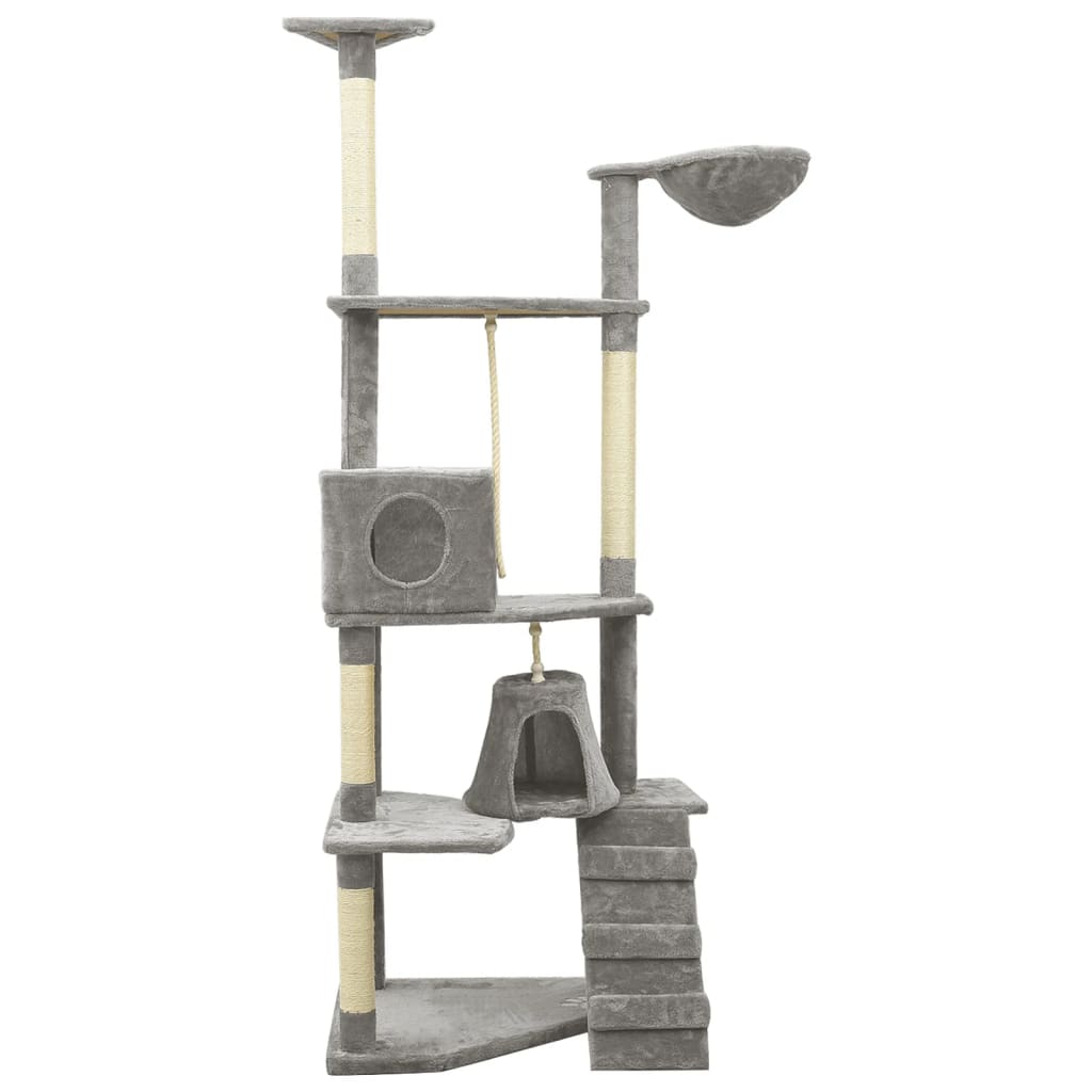 Albero per Gatti con Tiragraffi in Sisal Grigio Chiaro 191 cm