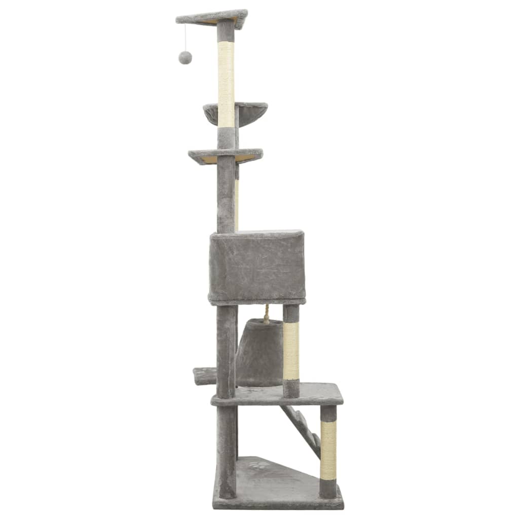 Albero per Gatti con Tiragraffi in Sisal Grigio Chiaro 191 cm