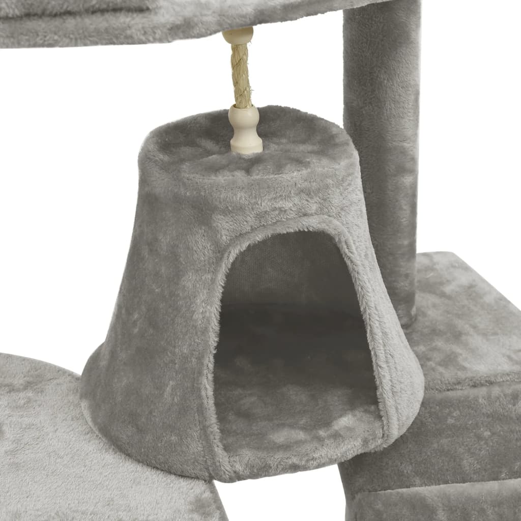 Albero per Gatti con Tiragraffi in Sisal Grigio Chiaro 191 cm