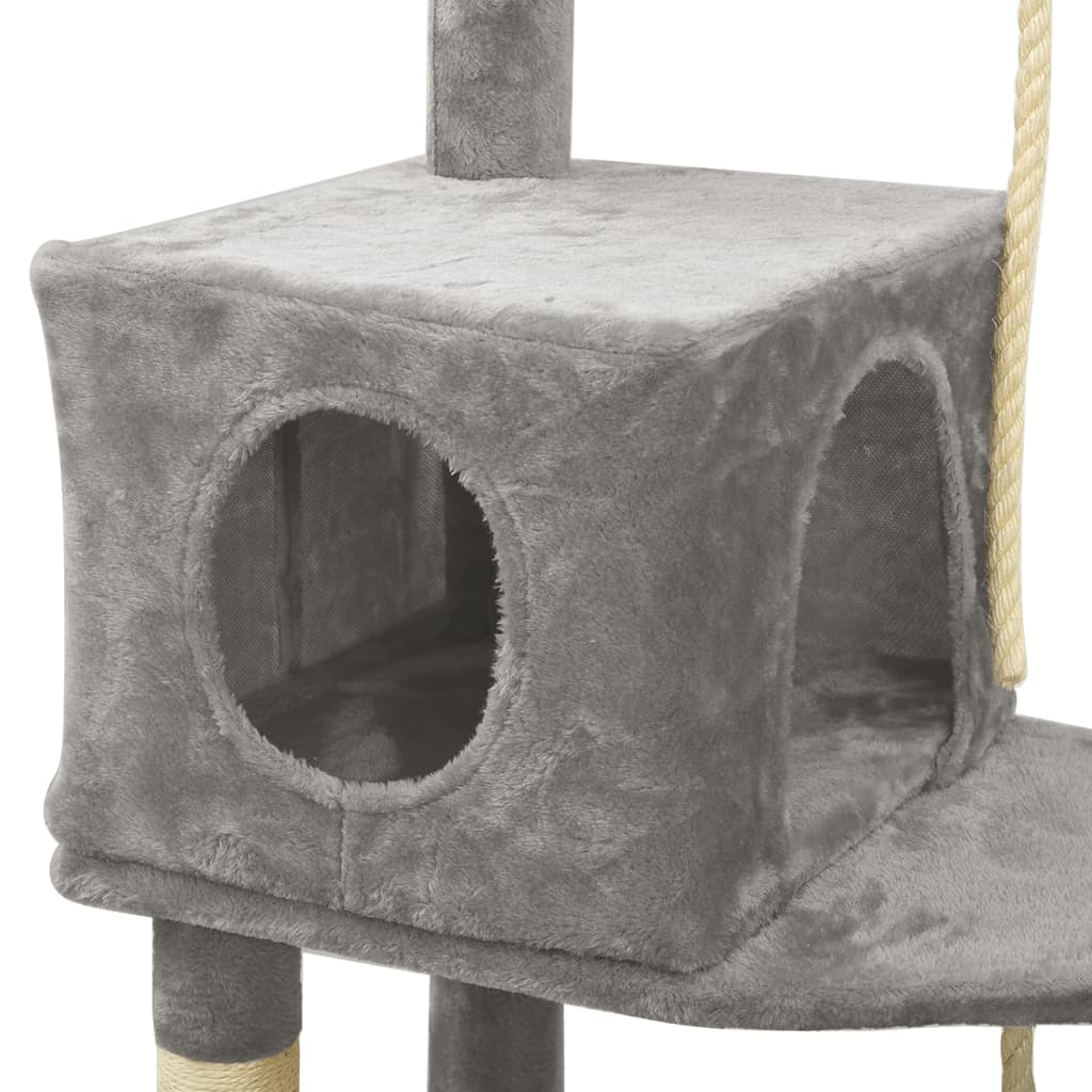 Albero per Gatti con Tiragraffi in Sisal Grigio Chiaro 191 cm