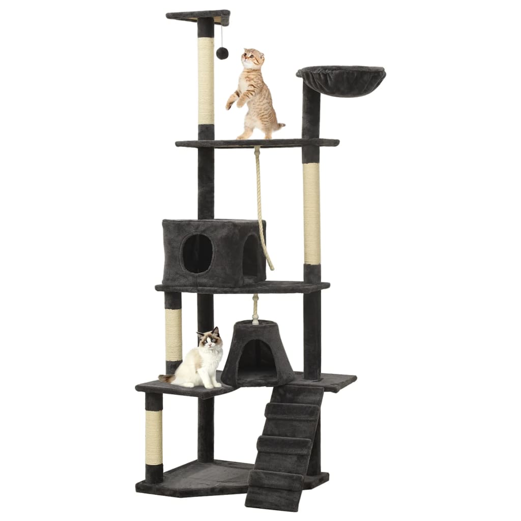 Albero per Gatti con Tiragraffi in Sisal Grigio Scuro 191 cm