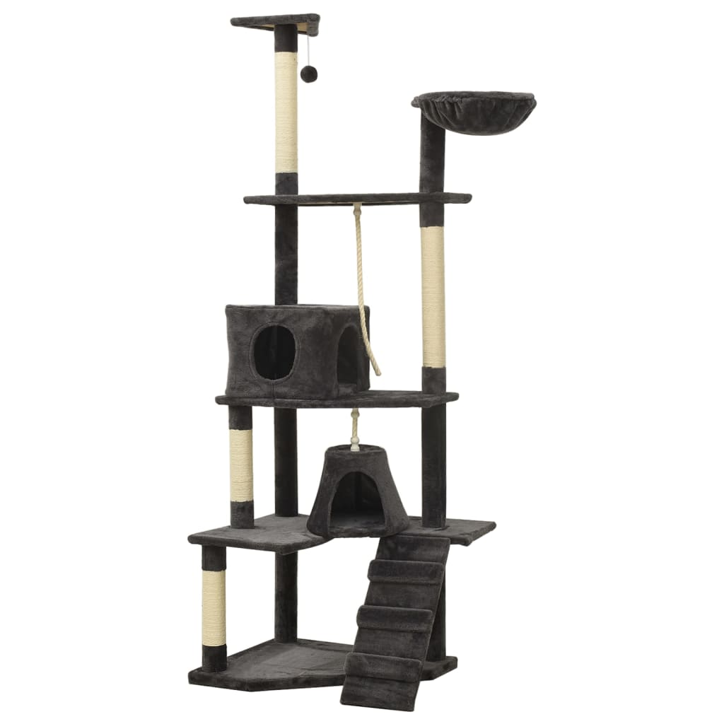 Albero per Gatti con Tiragraffi in Sisal Grigio Scuro 191 cm