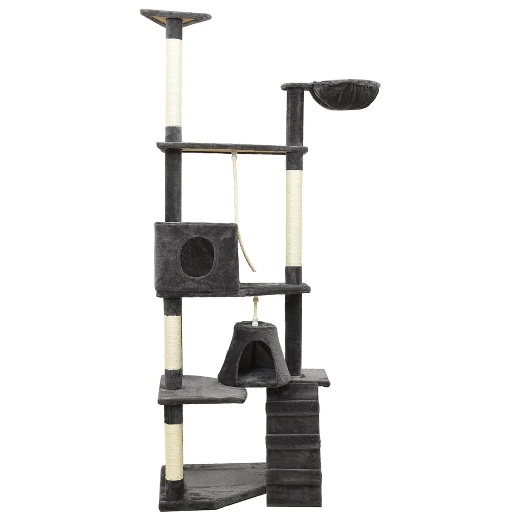 Albero per Gatti con Tiragraffi in Sisal Grigio Scuro 191 cm