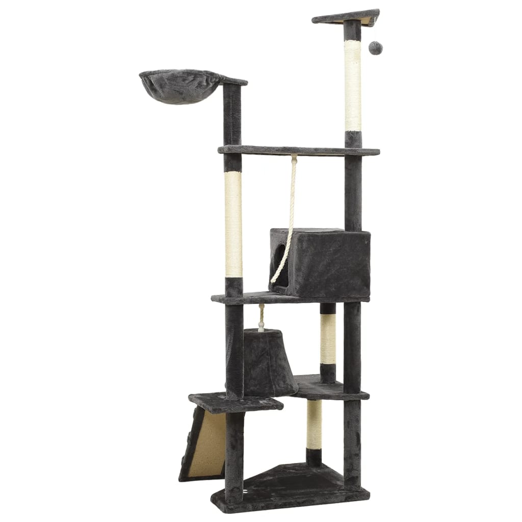 Albero per Gatti con Tiragraffi in Sisal Grigio Scuro 191 cm