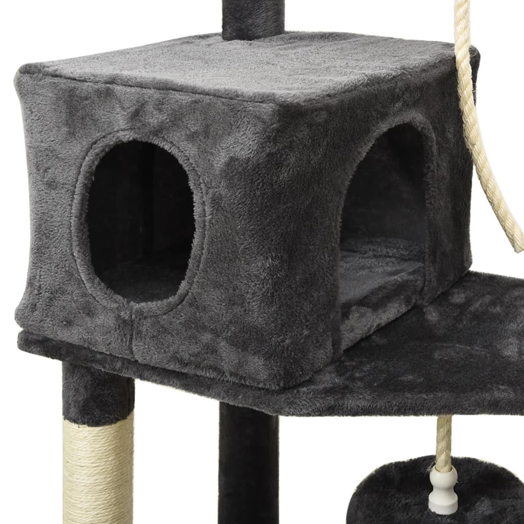 Albero per Gatti con Tiragraffi in Sisal Grigio Scuro 191 cm